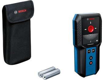Bosch Professional muurscanner GMS 120-27 (USB-C-kabel, max. detectiediepte non-ferrometaal/ferrometaal/spanningvoerende leiding/hout: 120/100/50/30 mm, 2 x AA-batterijen, opbergetui)