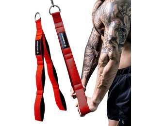 Tricepstouw extra lang | Kabelbevestiging met groter bewegingsbereik | Twee handgrepen voor push-downs, crunches, facepulls fitness