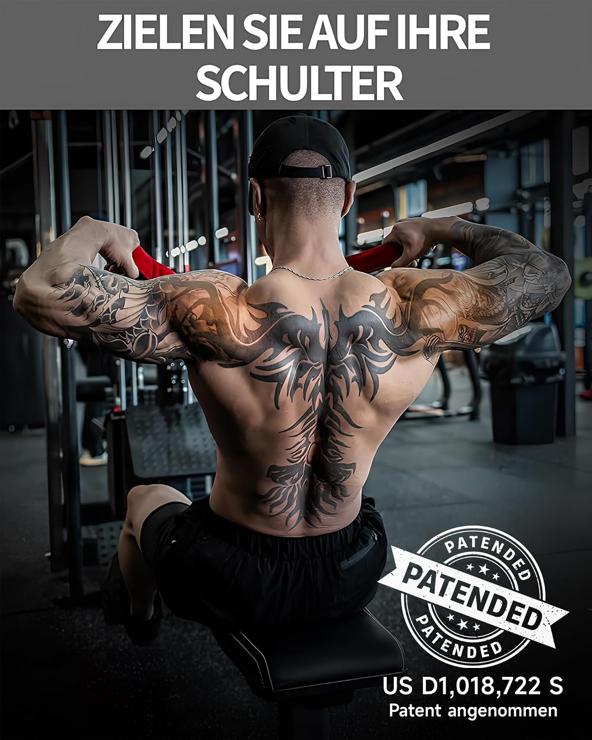 Tricepstouw extra lang | Kabelbevestiging met groter bewegingsbereik | Twee handgrepen voor push-downs, crunches, facepulls fitness