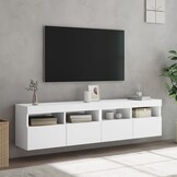 TV Wandmeubels Wit met LED-verlichting 2 stuks - 61% Korting!
