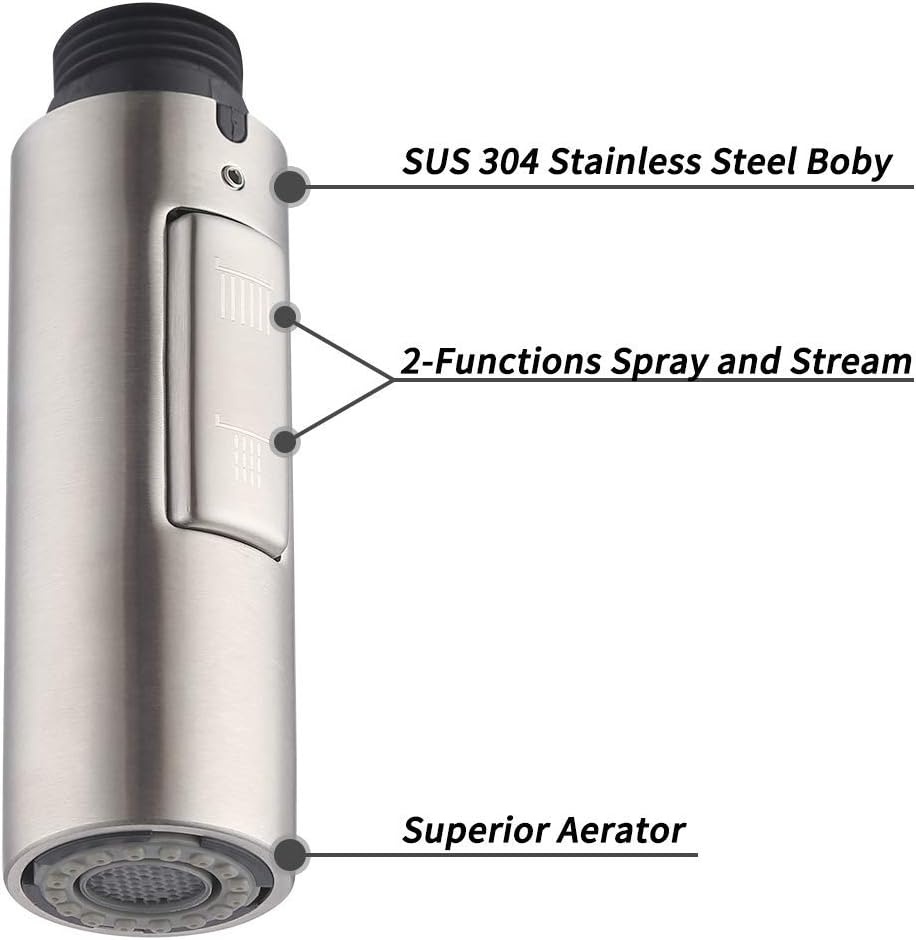 Vervangende handdouche douchekop SUS304 RVS Geborsteld staal G1/2 | 2 functies spray & stream