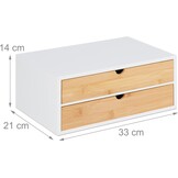 Bureau Organizer met 2 Lades - Bamboe & MDF - Wit/Natuur - 33% Korting
