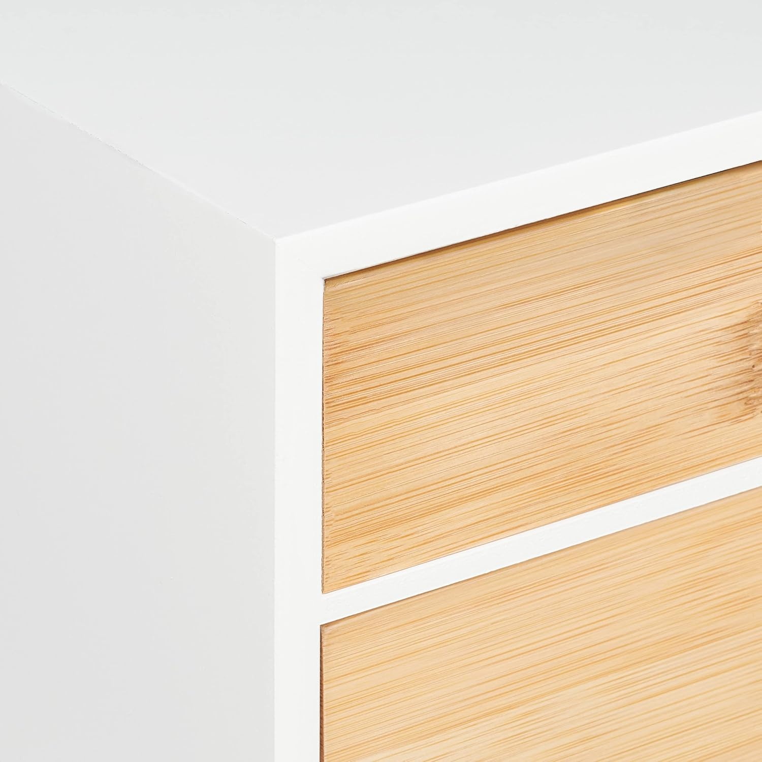 Bureau Organizer met 2 Lades - Bamboe & MDF - Wit/Natuur - 33% Korting