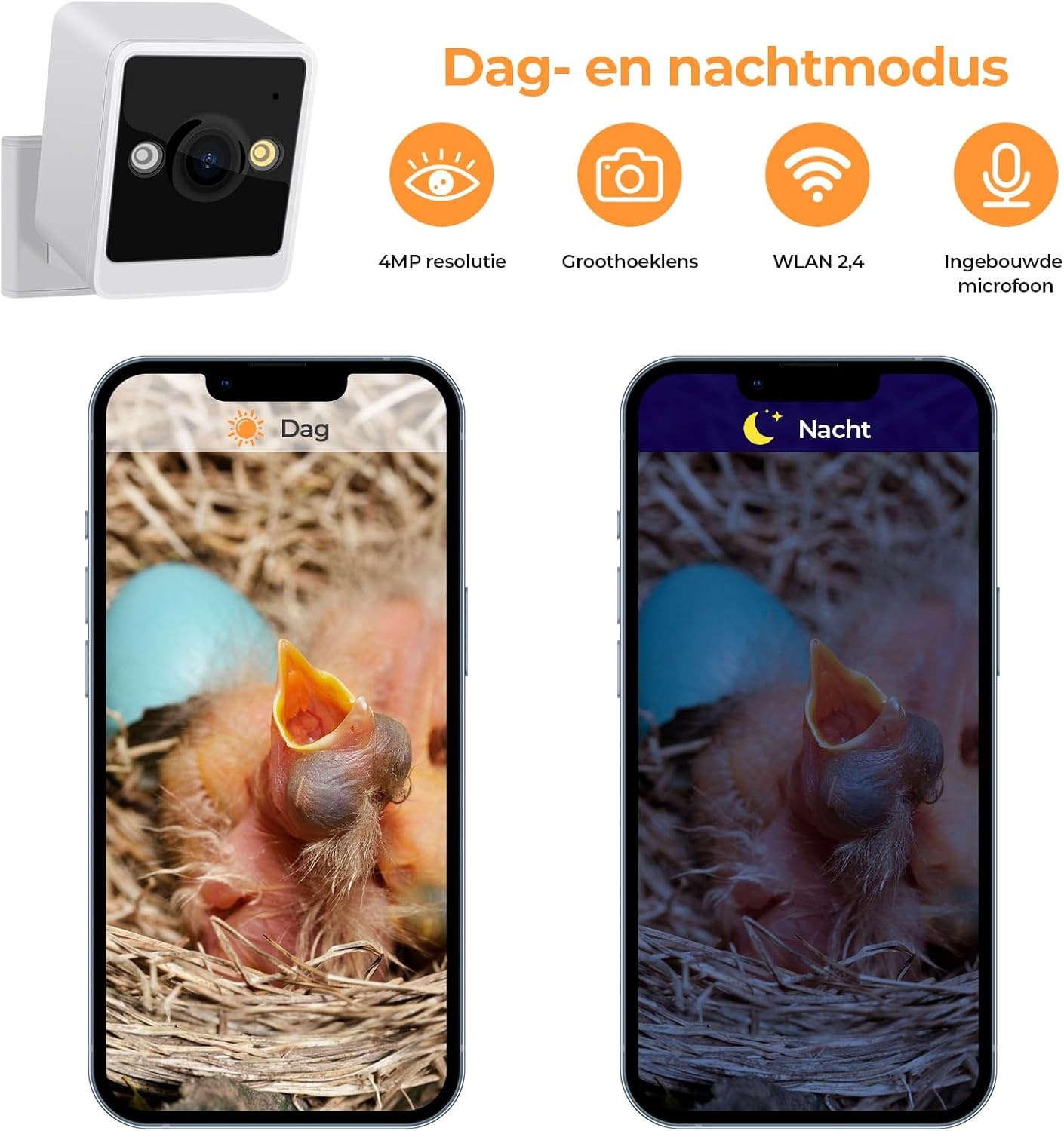 Vogelhuiscamera Outdoor 4MP - Observeer Nestbouw | 34% Korting