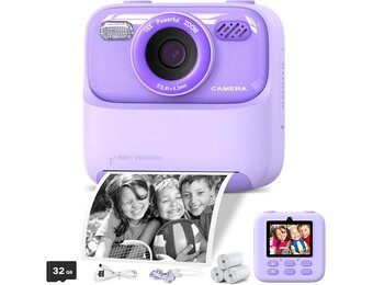 Digitale Kinder Instant Camera Paars | 1080p | Direct Print | 32GB | 34% Korting