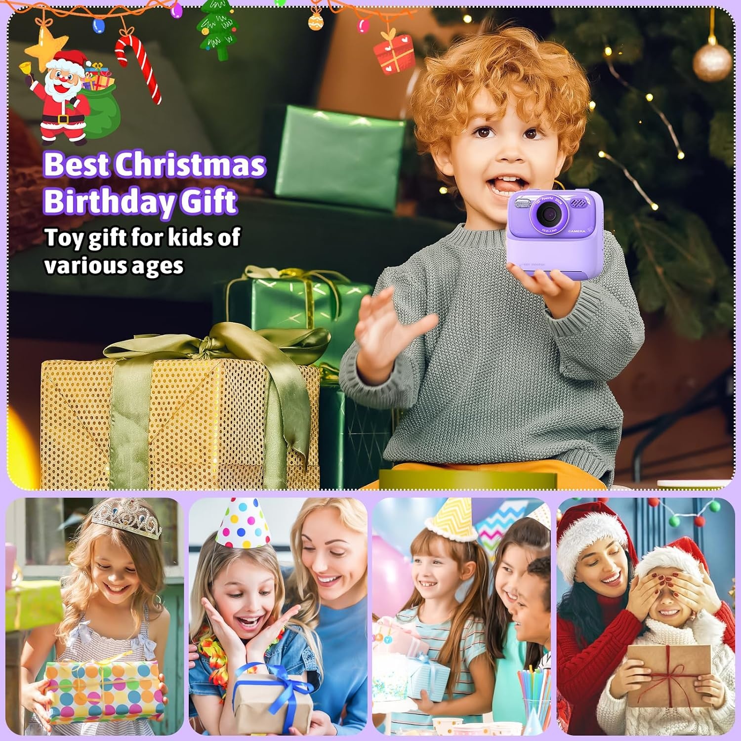 Digitale Kinder Instant Camera Paars | 1080p | Direct Print | 32GB | 34% Korting
