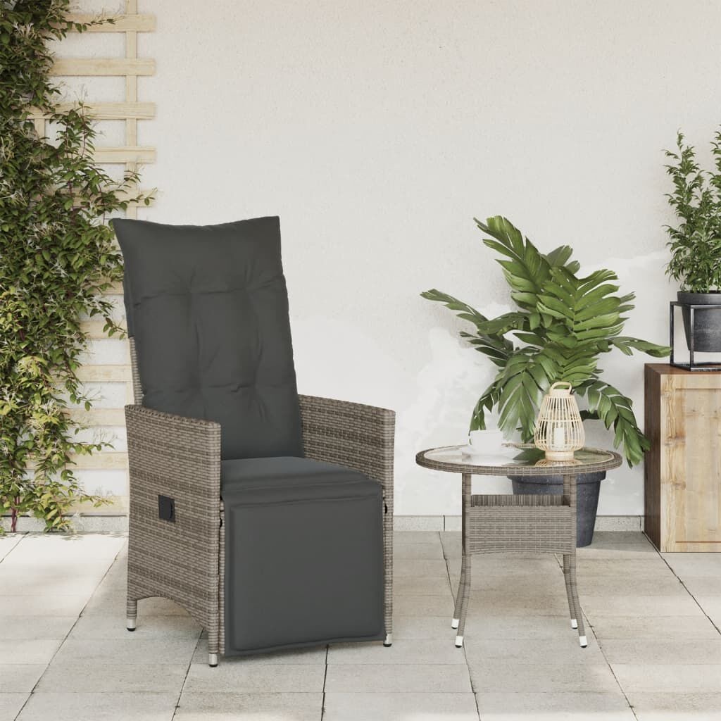 VidaXL Verstelbare Tuinstoel met Kussens, Poly Rotan Grijs - 34% Korting