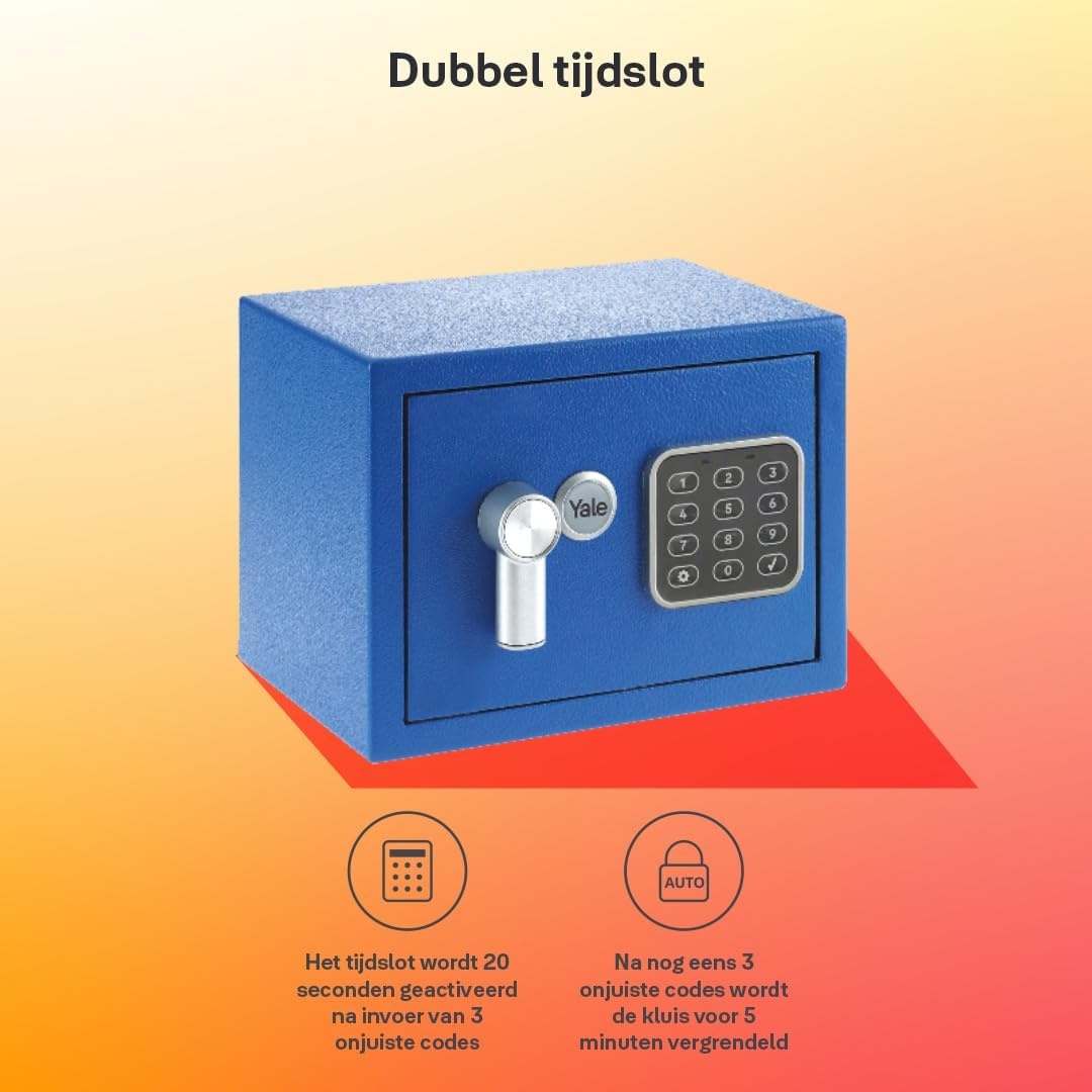 Elektronische Kluis Mini Yale Blauw | 33% Korting | Pincode & Noodsleutels