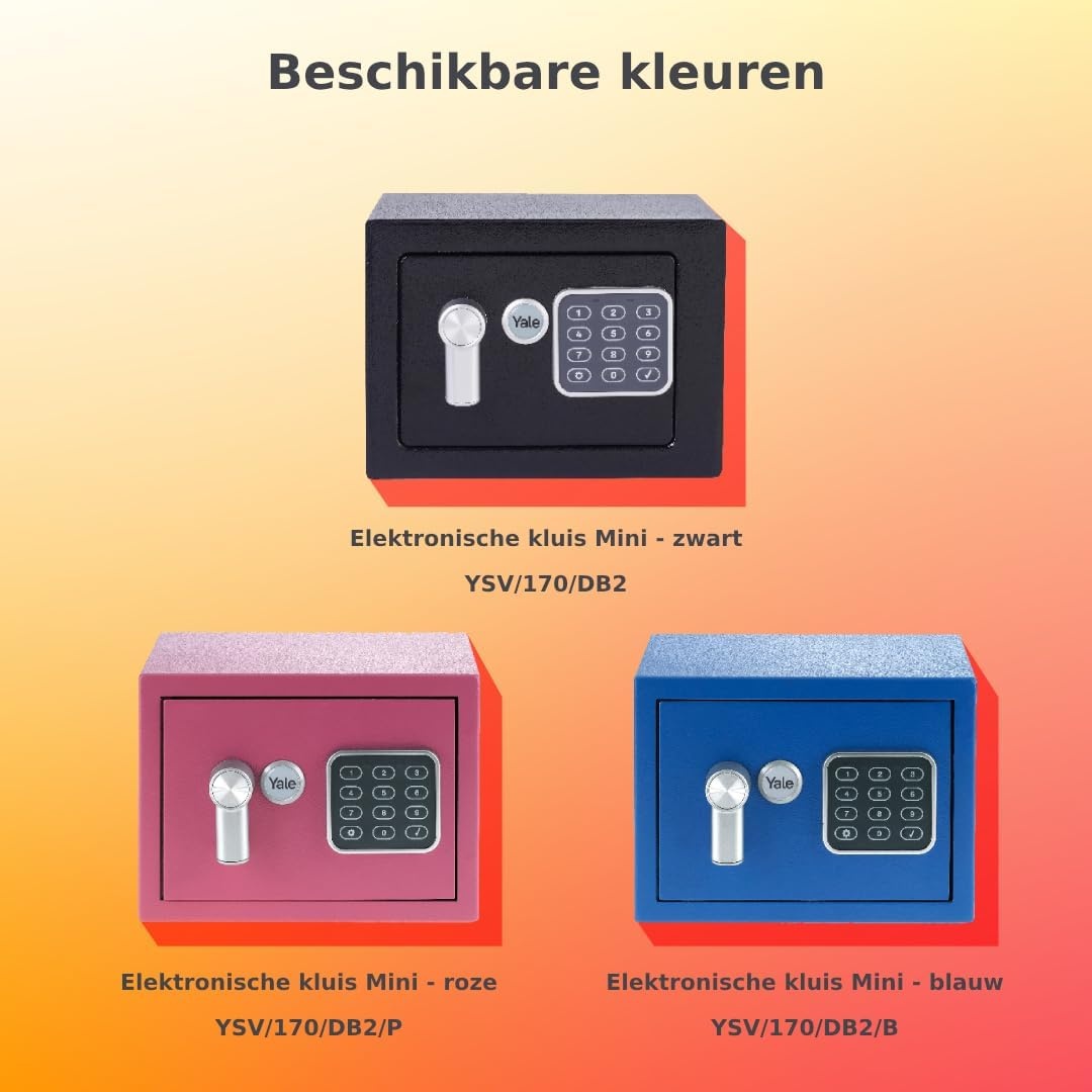 Elektronische Kluis Mini Yale Blauw | 33% Korting | Pincode & Noodsleutels