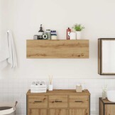 Badkamerwandkast 100x25x30cm Bewerkt Hout - Artisanaal Eiken 34% Korting