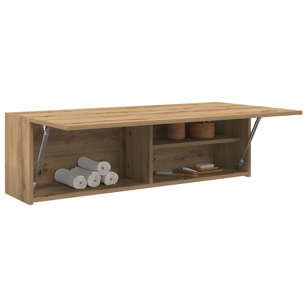 Badkamerwandkast 100x25x30cm Bewerkt Hout - Artisanaal Eiken 34% Korting