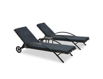 VidaXL Ligbedden met Tafel Poly Rattan Antraciet - 35% Korting