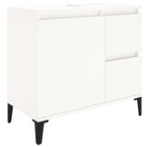 Badkamerkast Wit Bewerkt Hout - 65x33x60 cm - 54% Korting