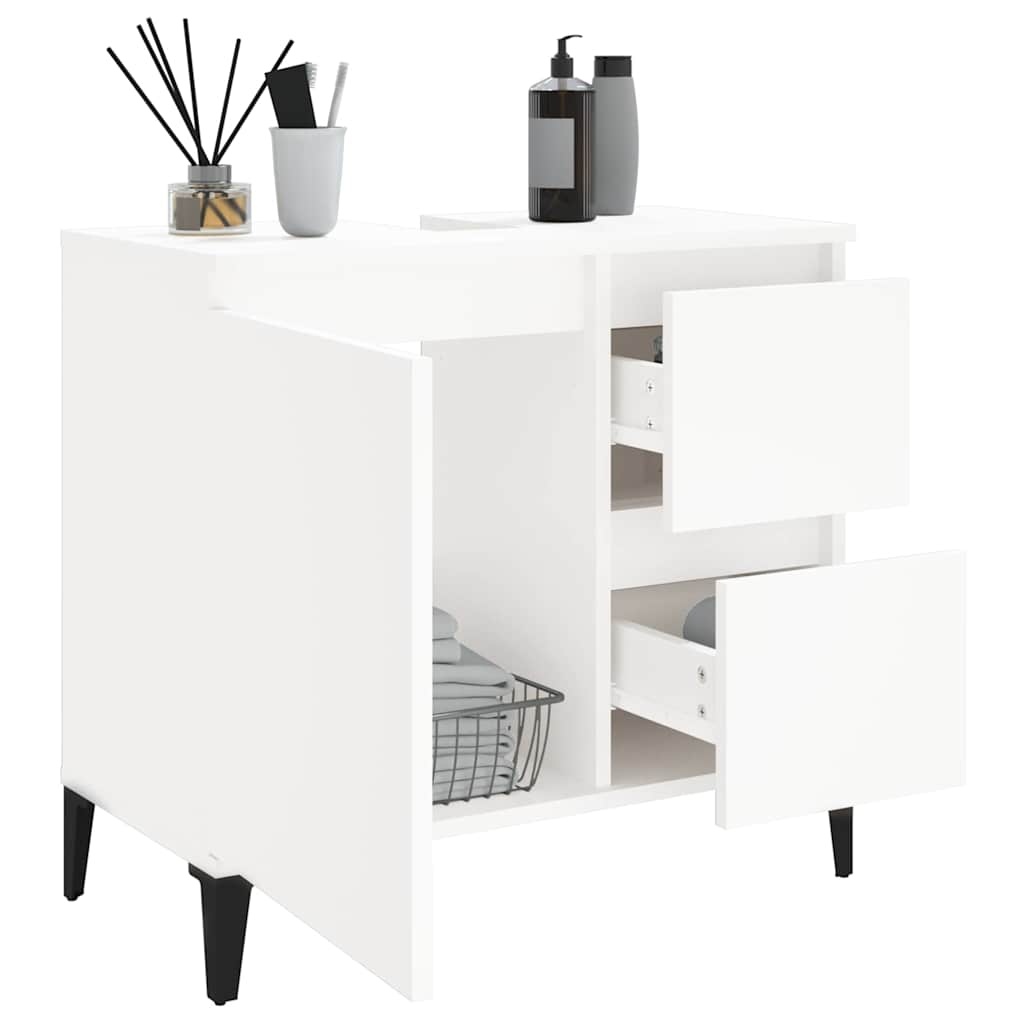 Badkamerkast Wit Bewerkt Hout - 65x33x60 cm - 54% Korting