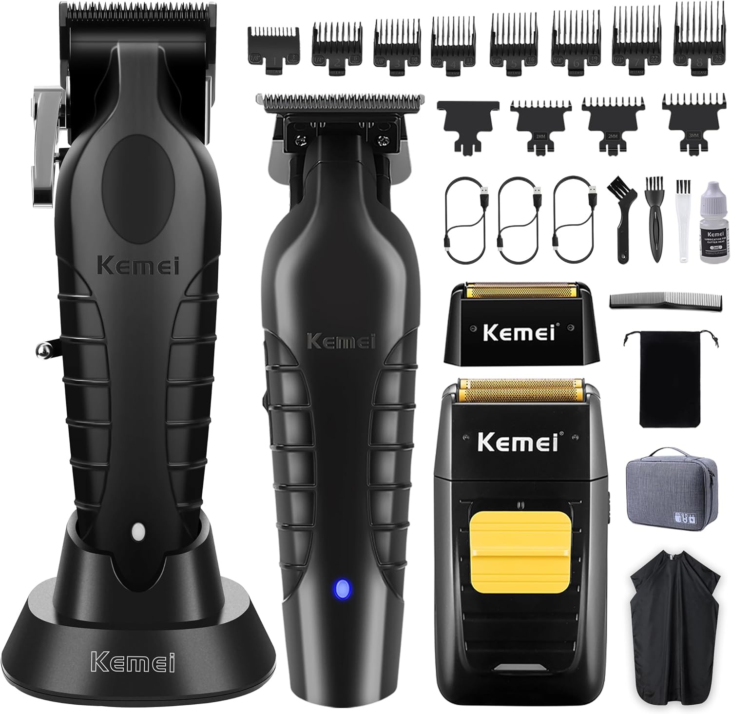 Professionele 3-delige Tondeuseset voor Mannen | Haar- & Baardtrimmer, Foliescheerapparaat | 34% Korting