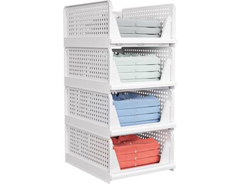 Kastorganisator 4-pack Wit - Opvouwbaar & Stapelbaar - 33% Korting
