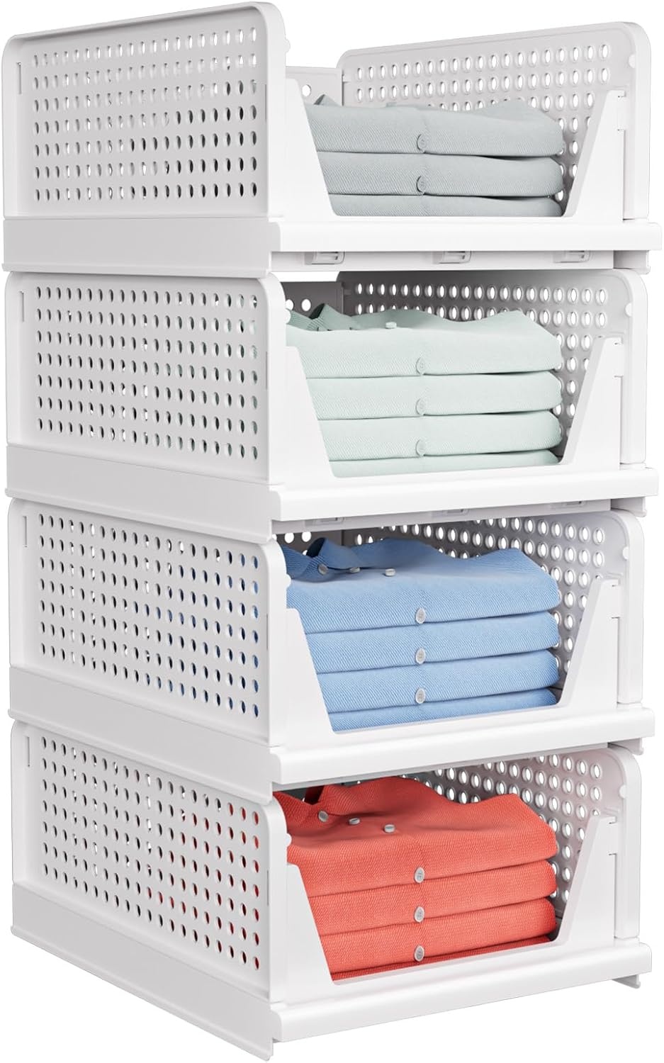 Kastorganisator 4-pack Wit - Opvouwbaar & Stapelbaar - 33% Korting
