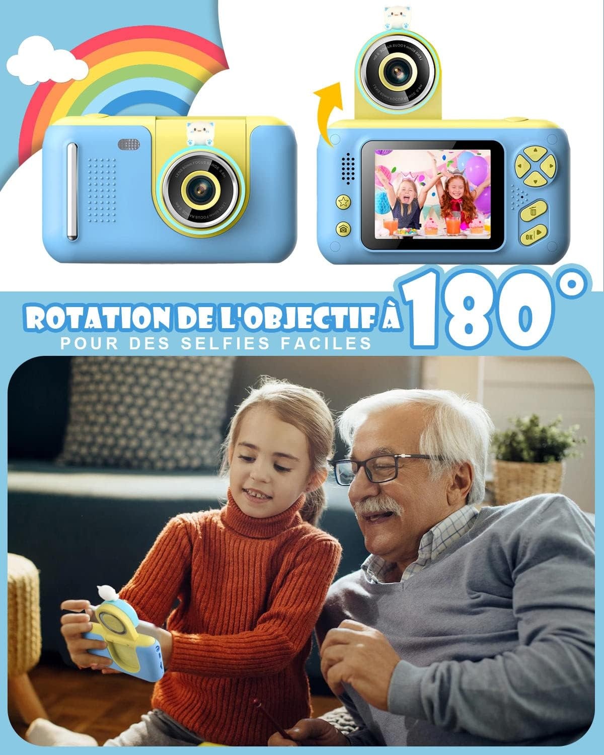 Kinder Camera 1080P HD Blauw - 33% Korting