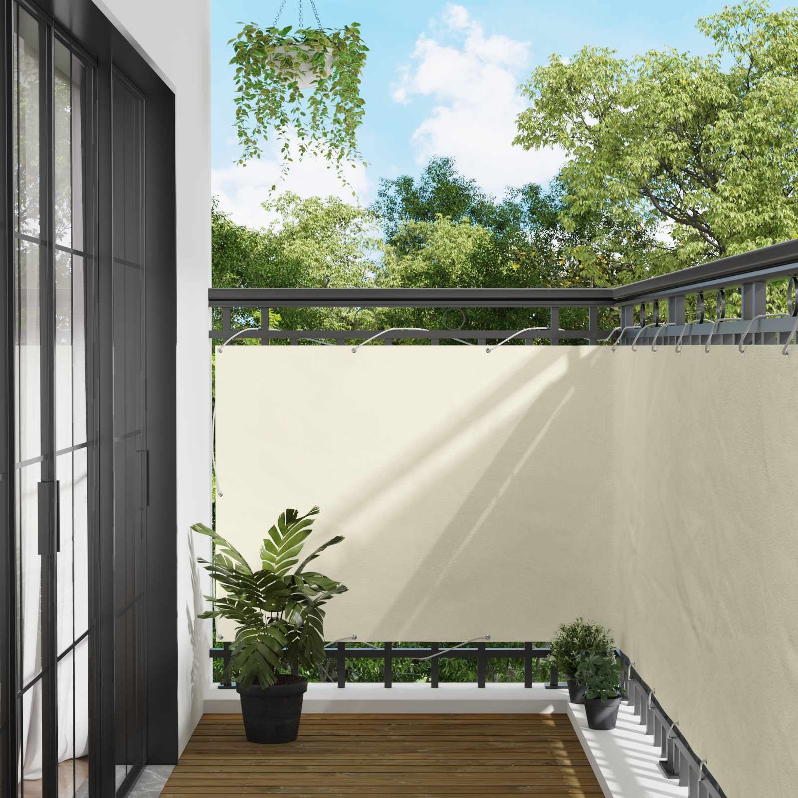 VidaXL Balkon Scherm Crème 110x1000 cm - UV- en Waterbestendig