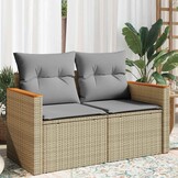 VidaXL Tuinbank 2-zits met Kussens Poly Rattan Beige - 35% Korting