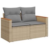 VidaXL Tuinbank 2-zits met Kussens Poly Rattan Beige - 35% Korting