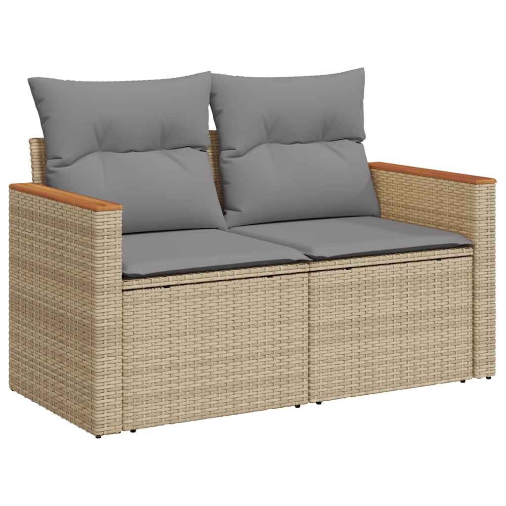 VidaXL Tuinbank 2-zits met Kussens Poly Rattan Beige - 35% Korting