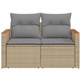 VidaXL Tuinbank 2-zits met Kussens Poly Rattan Beige - 35% Korting