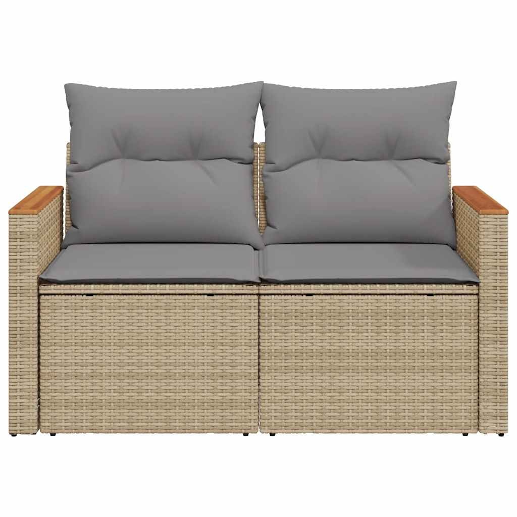 VidaXL Tuinbank 2-zits met Kussens Poly Rattan Beige - 35% Korting
