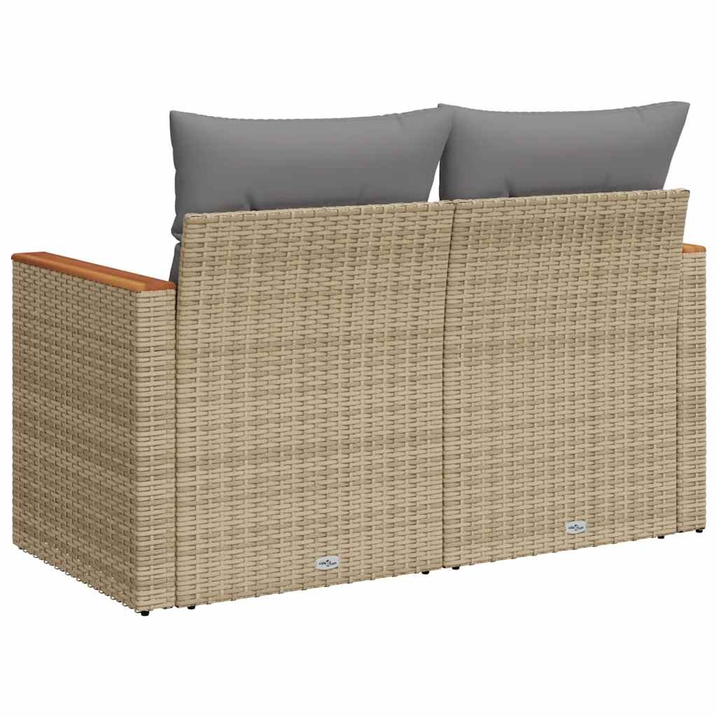 VidaXL Tuinbank 2-zits met Kussens Poly Rattan Beige - 35% Korting