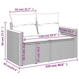 VidaXL Tuinbank 2-zits met Kussens Poly Rattan Beige - 35% Korting