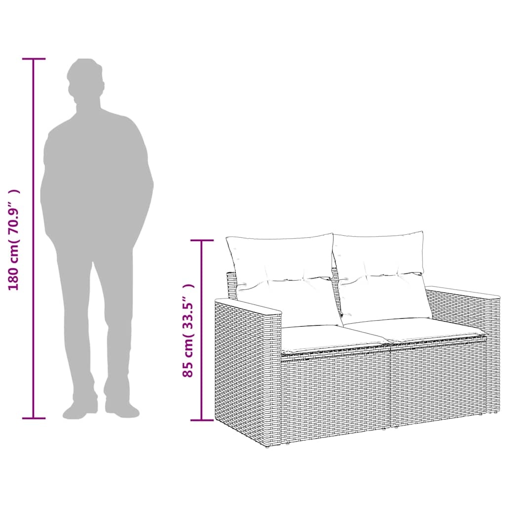 VidaXL Tuinbank 2-zits met Kussens Poly Rattan Beige - 35% Korting