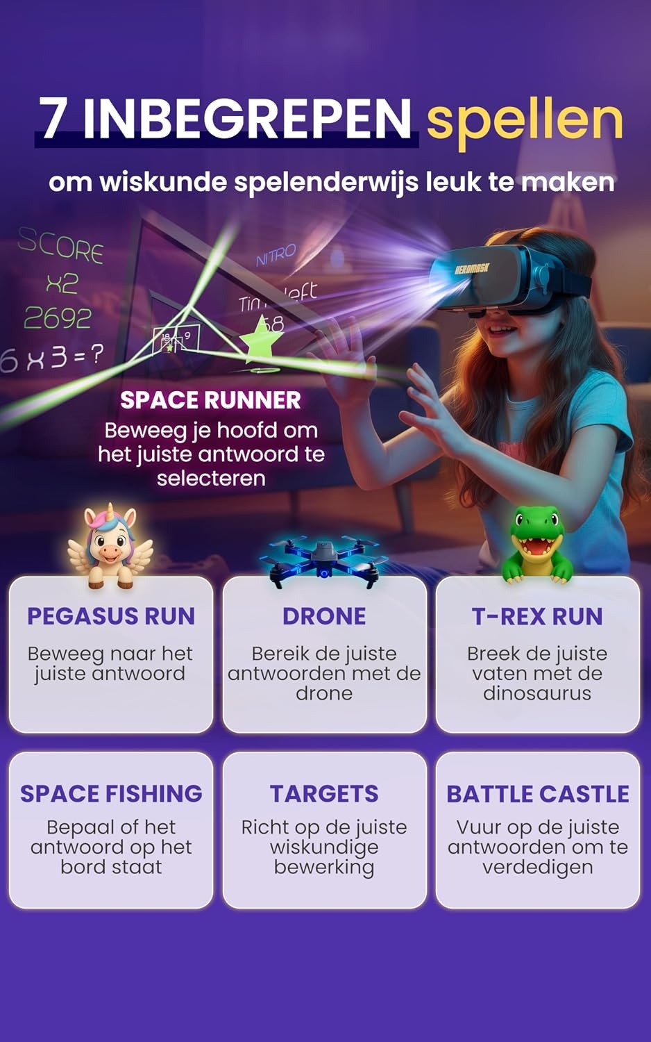 Heromask VR-bril Kinderen: Wiskunde leren in 3D - 34% Korting