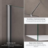 Doporro Luxe Inloopdouche 100x200cm Helder Glas met Stabilisator (34% Korting)