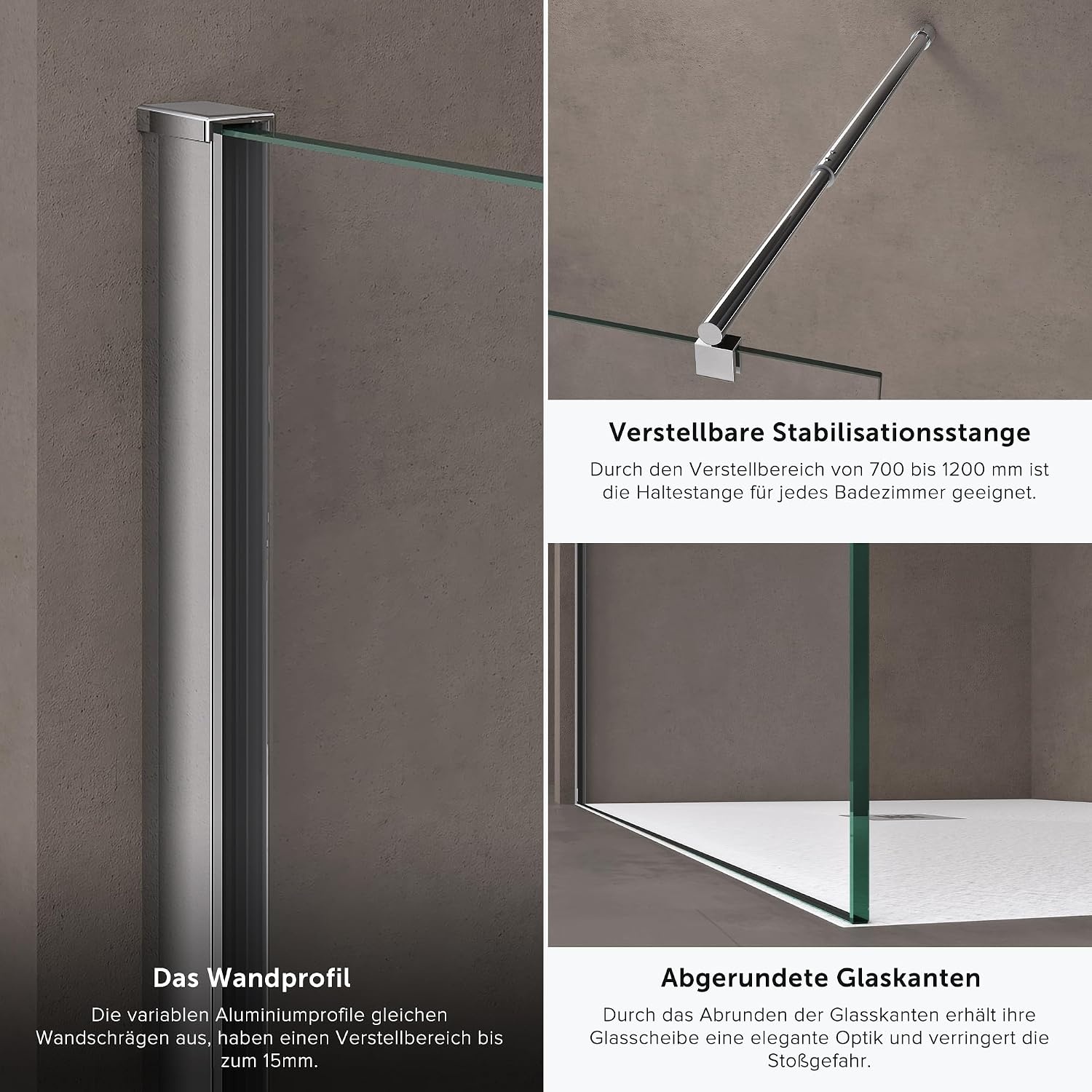 Doporro Luxe Inloopdouche 100x200cm Helder Glas met Stabilisator (34% Korting)