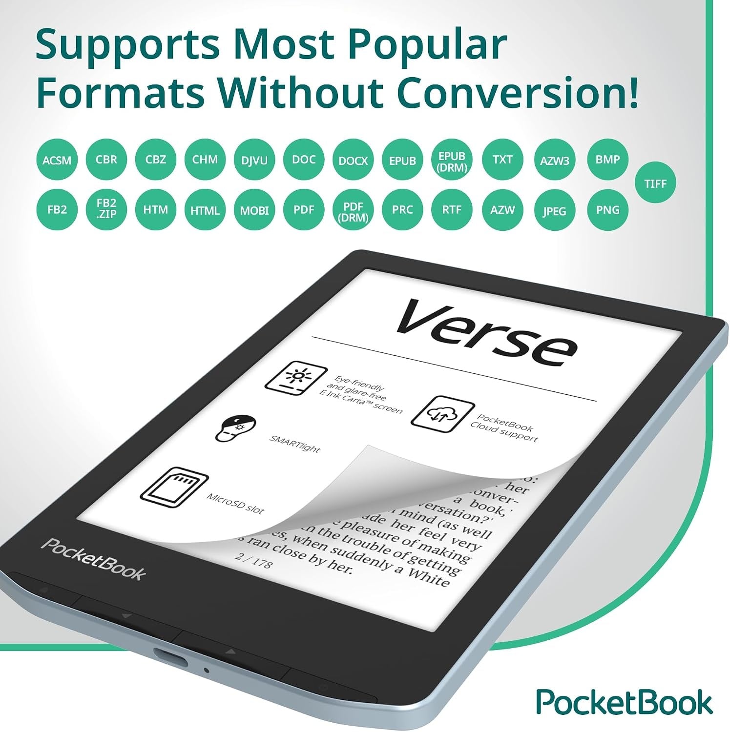PocketBook Verse E-Reader 6" Blauw - 35% Korting
