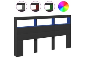 vidaXL Hoofdbordkast met LED Zwart 180x17x102 cm - 47% Korting