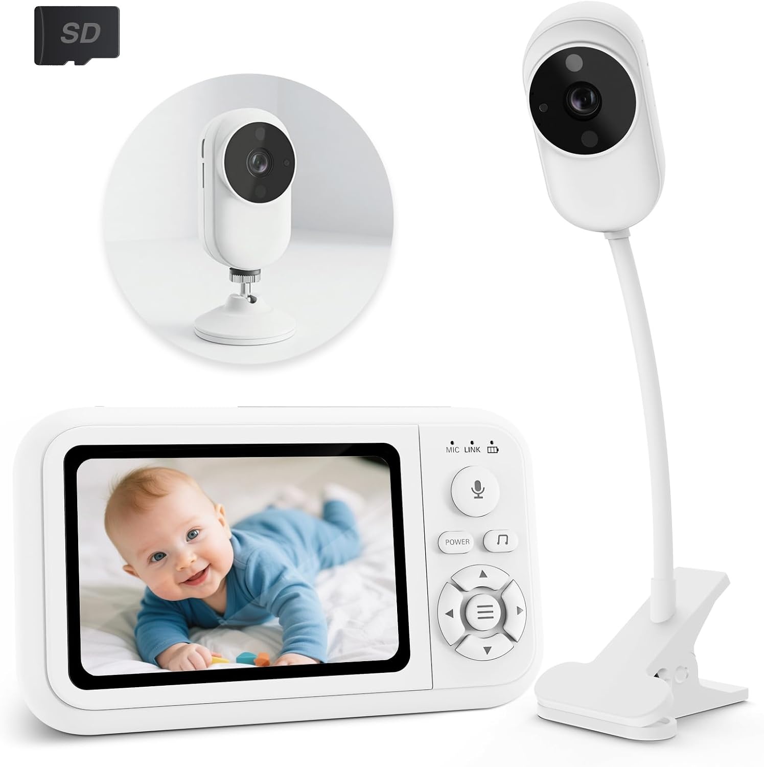 Babyfoon met Camera (1080p HD, 3.5" Scherm) - Geen Wifi, 300m Bereik, Zwart