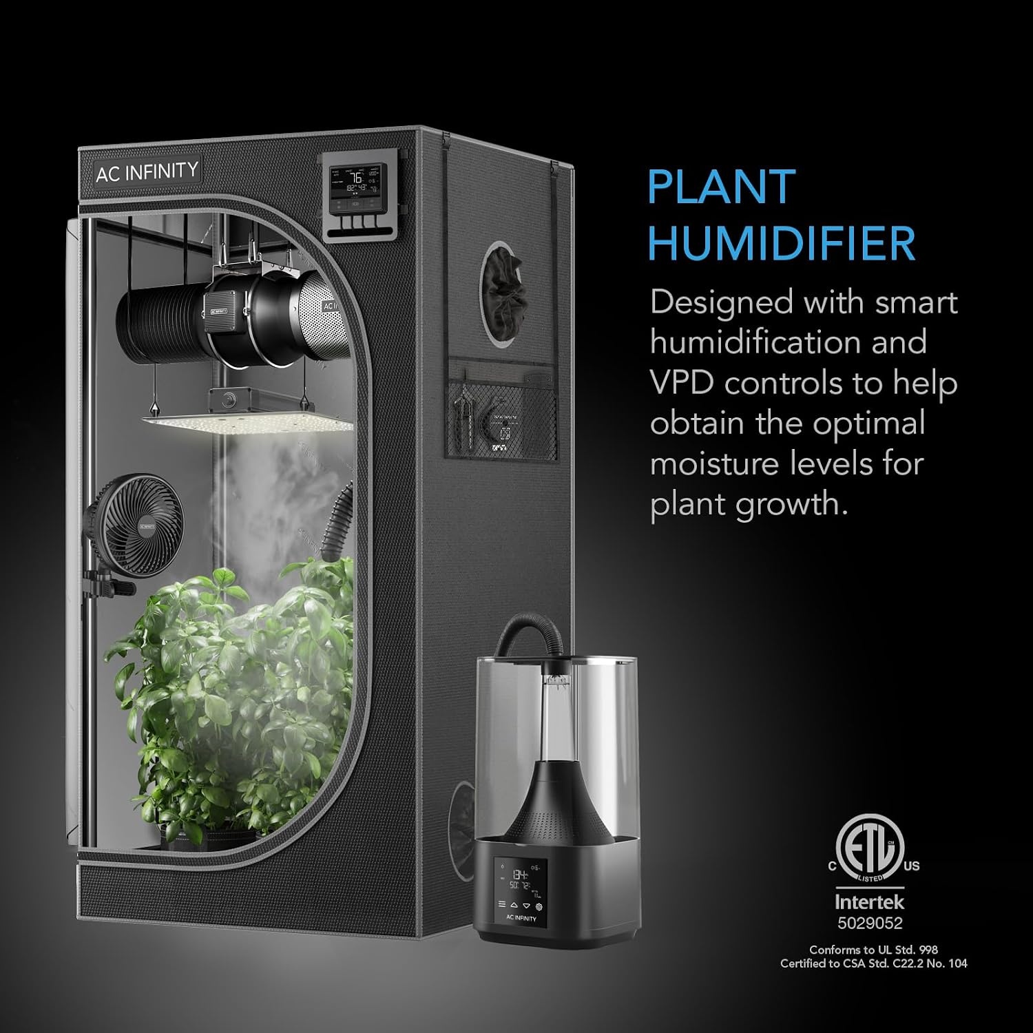 AC Infinity Cloudforge T3 Luchtbevochtiger, 4.5L, VPD-Control, 34% Korting!