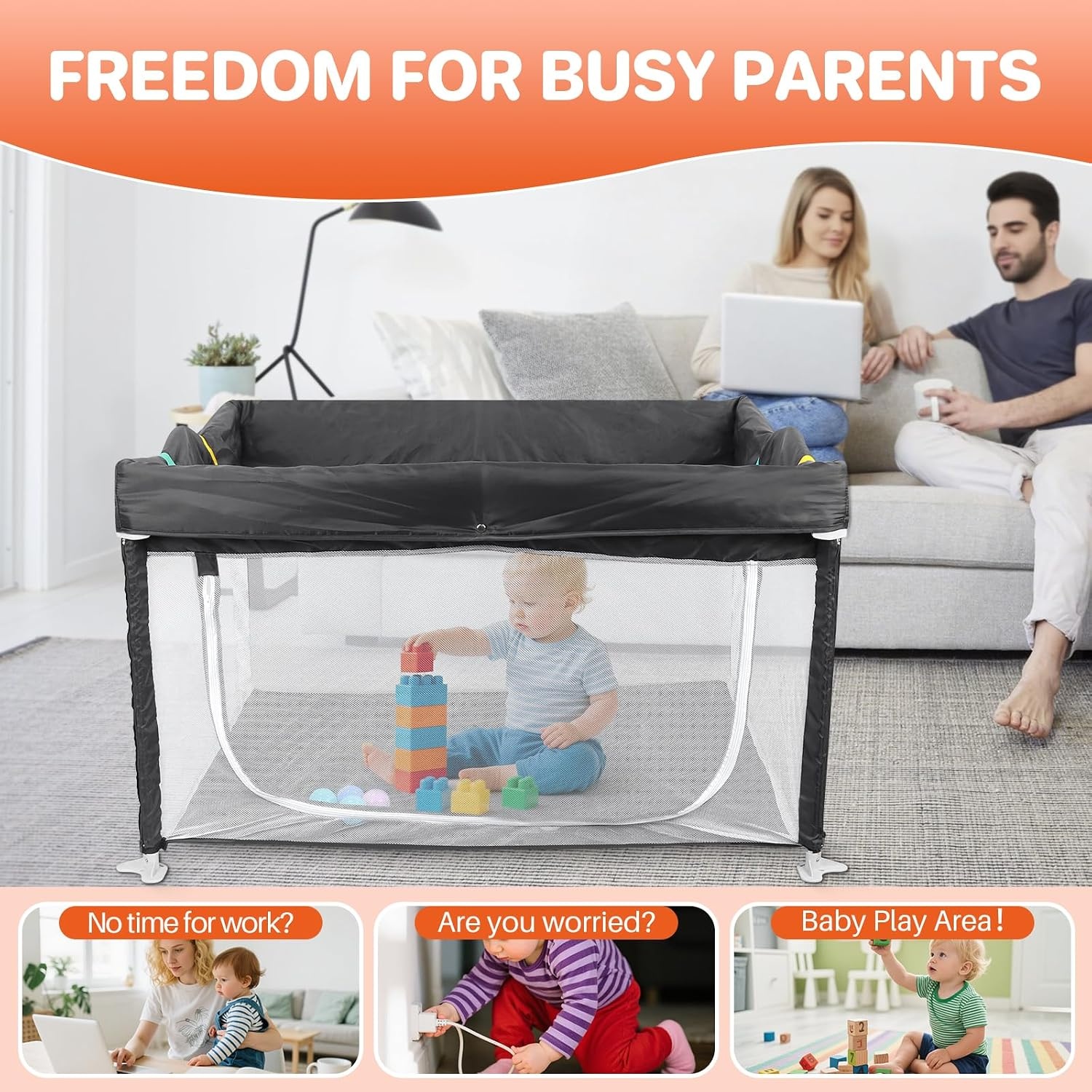 Ruime Opvouwbare Babybox (120x120x72 cm) Donkergrijs met Speelballen - 34% Korting!