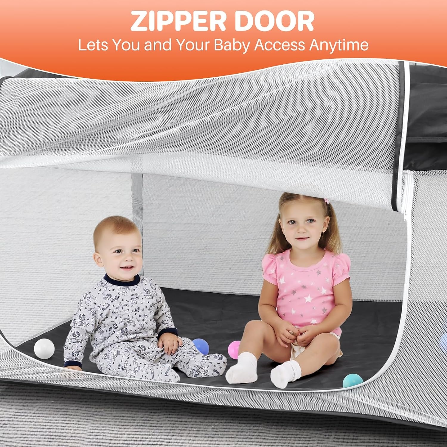 Ruime Opvouwbare Babybox (120x120x72 cm) Donkergrijs met Speelballen - 34% Korting!