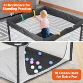 Ruime Opvouwbare Babybox (120x120x72 cm) Donkergrijs met Speelballen - 34% Korting!