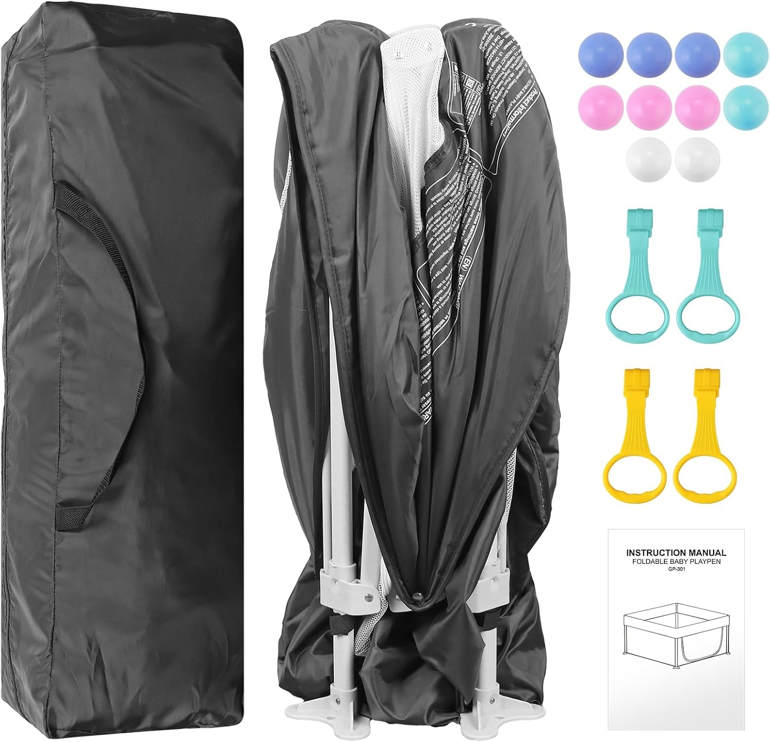 Ruime Opvouwbare Babybox (120x120x72 cm) Donkergrijs met Speelballen - 34% Korting!