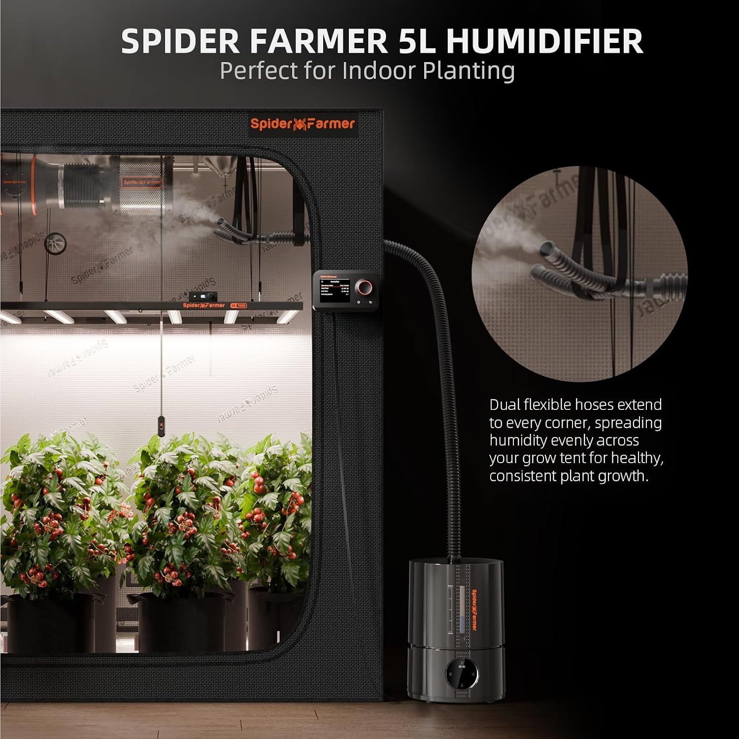 Spider Farmer Luchtbevochtiger 5L met Hygrometer - Zwart (54% Korting)