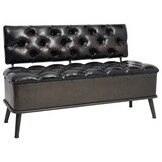 vidaXL Opbergbank met Rugleuning 110 cm Kunstleer Zwart - 55% Korting