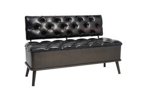 Opbergbank met rugleuning 110 cm kunstleer zwart - 63% korting