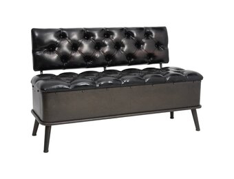 vidaXL Opbergbank met Rugleuning 110 cm Kunstleer Zwart - 55% Korting