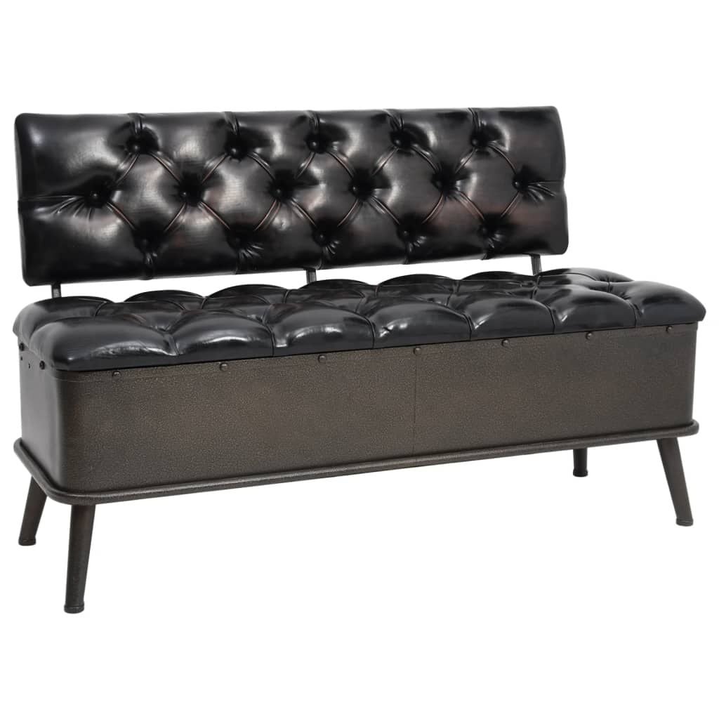 vidaXL Opbergbank met Rugleuning 110 cm Kunstleer Zwart - 55% Korting