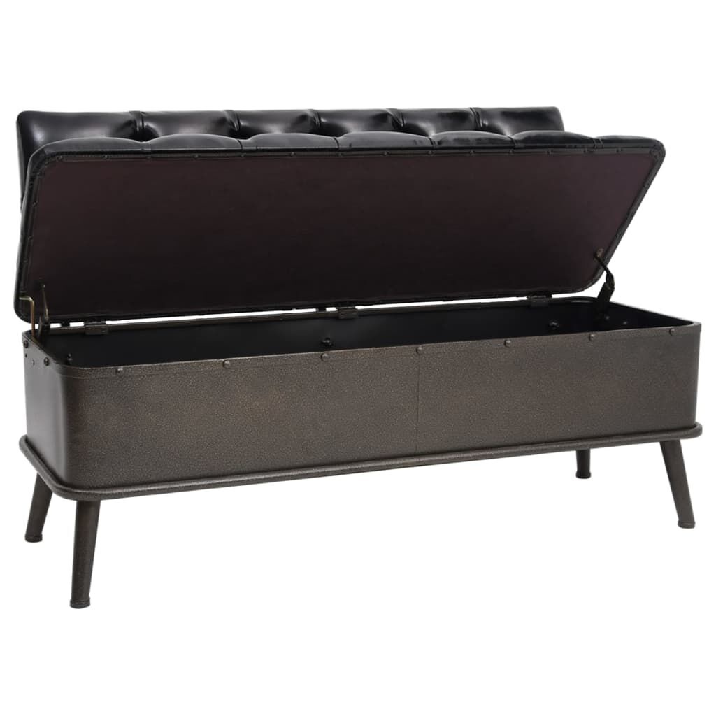 vidaXL Opbergbank met Rugleuning 110 cm Kunstleer Zwart - 55% Korting
