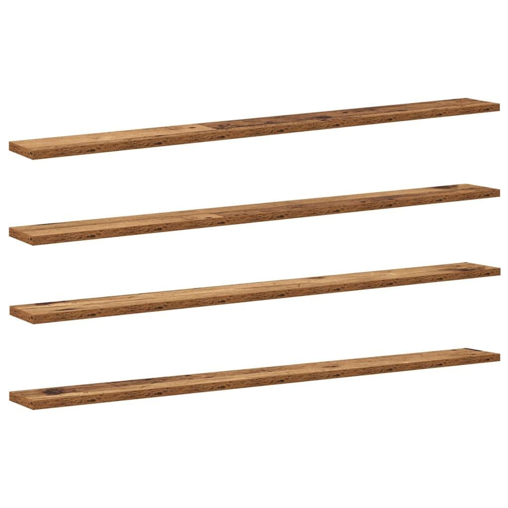 Boekenplank Bord Bruin 4 Stuks - 100x10x1.5cm Bewerkt Hout (33% Korting)