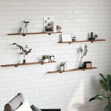 Boekenplank Bord Bruin 4 Stuks - 100x10x1.5cm Bewerkt Hout (33% Korting)